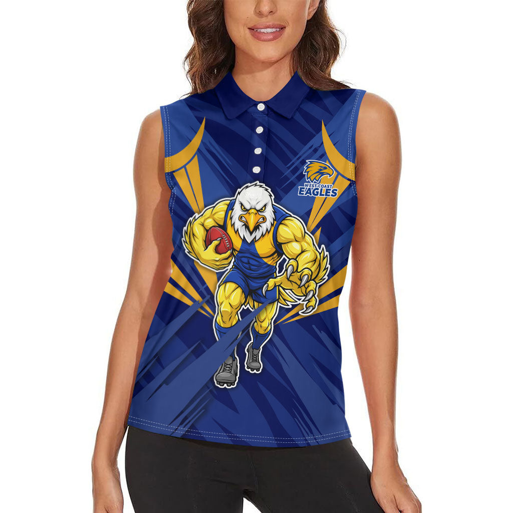 West Coast Eagles Australian Football Women Sleeveless Polo Shirt Powerful Eagle Mascot - Bold Team Colors