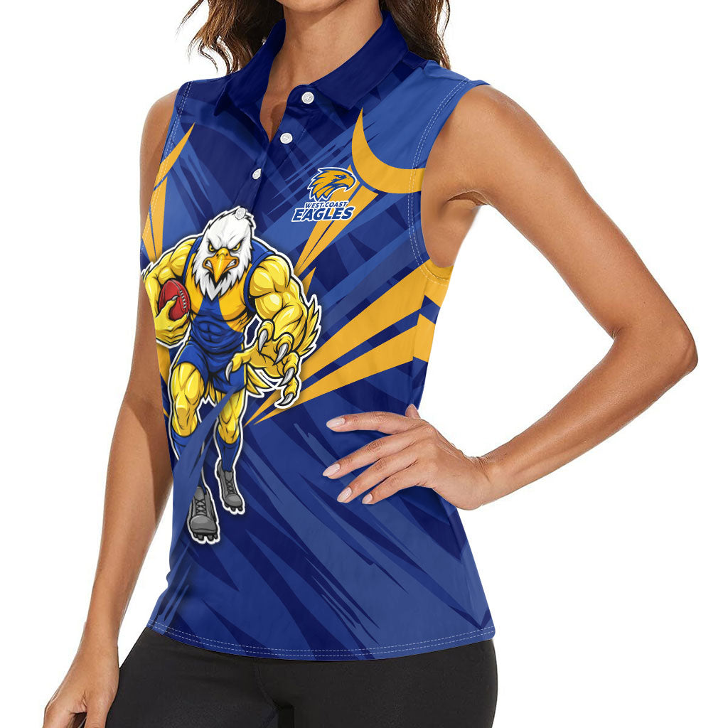 West Coast Eagles Australian Football Women Sleeveless Polo Shirt Powerful Eagle Mascot - Bold Team Colors