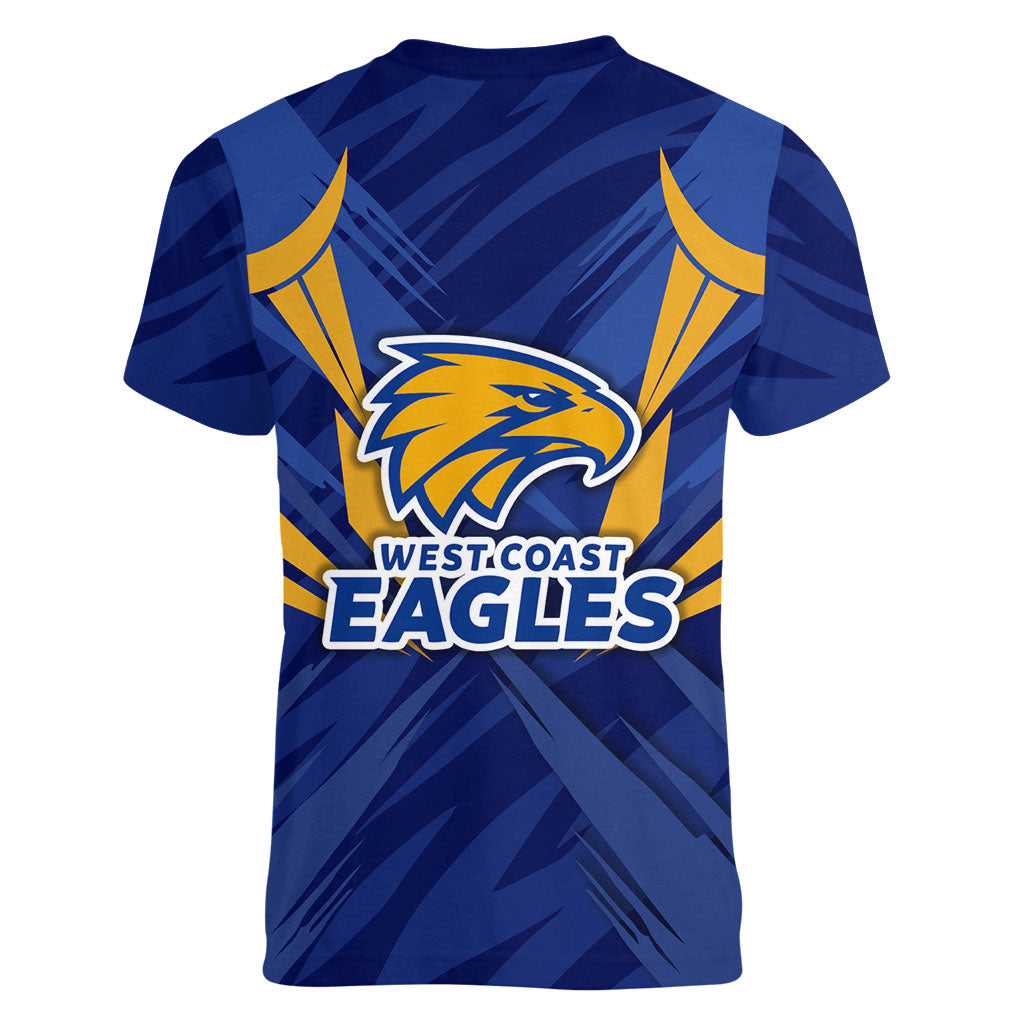 West Coast Eagles Australian Football Women V-Neck T-Shirt Powerful Eagle Mascot - Bold Team Colors