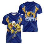 West Coast Eagles Australian Football Women V-Neck T-Shirt Powerful Eagle Mascot - Bold Team Colors