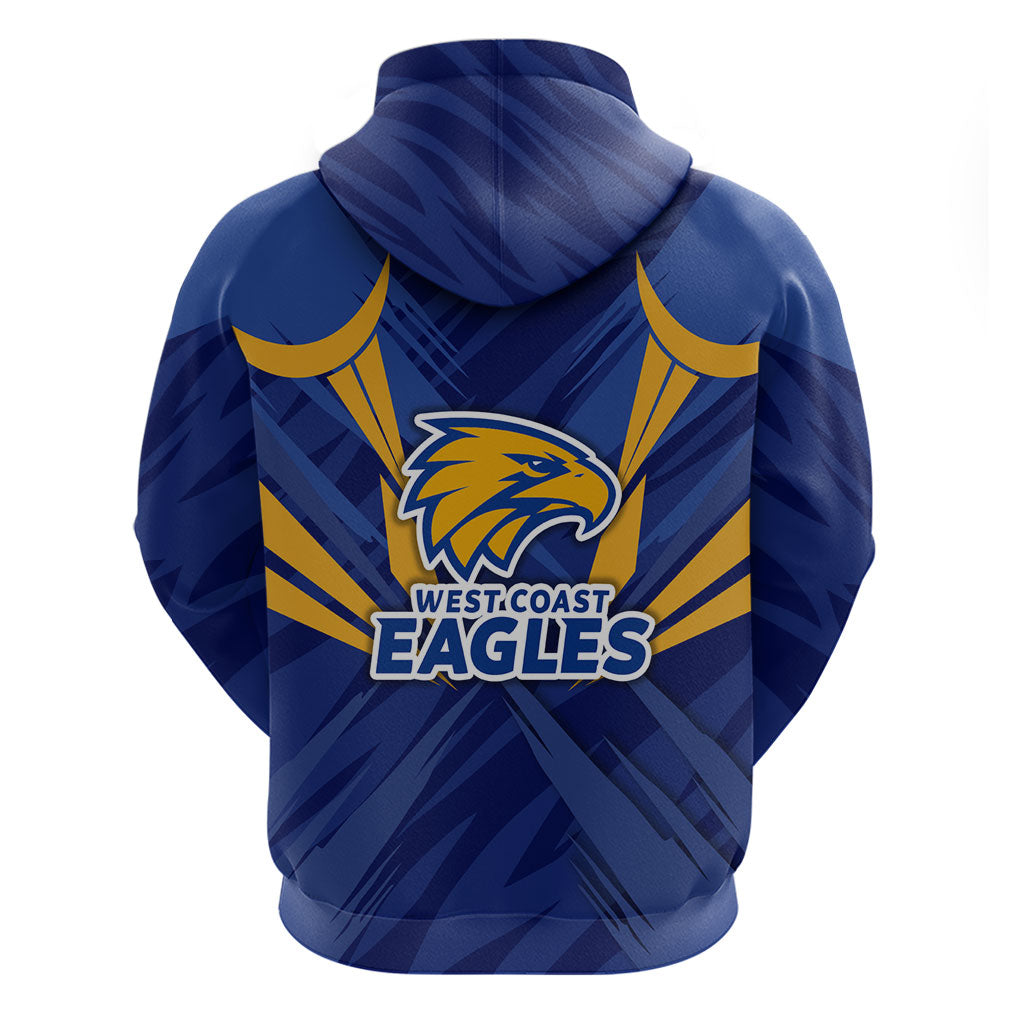 West Coast Eagles Australian Football Zip Hoodie Powerful Eagle Mascot - Bold Team Colors