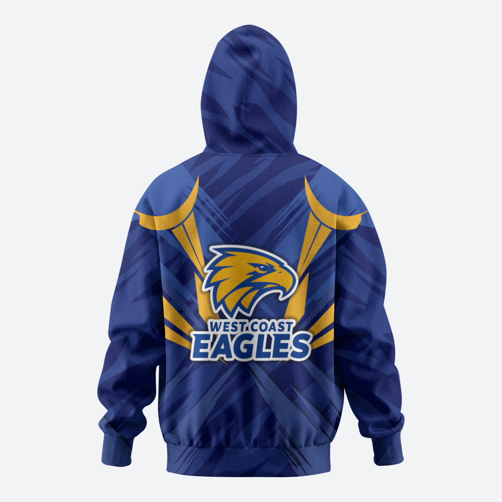 West Coast Eagles Australian Football Zip Hoodie Powerful Eagle Mascot - Bold Team Colors