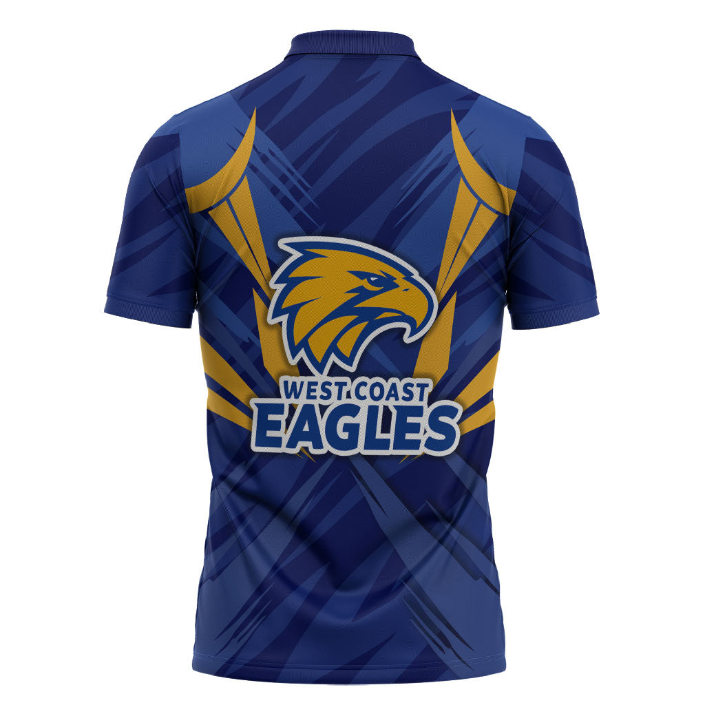West Coast Eagles Australian Football Zipper Polo Shirt Powerful Eagle Mascot - Bold Team Colors