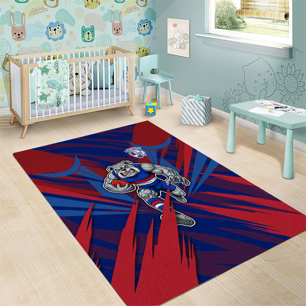 Western Bulldogs Australian Football Area Rug Aggressive Bulldog Mascot - Bold Team Colors