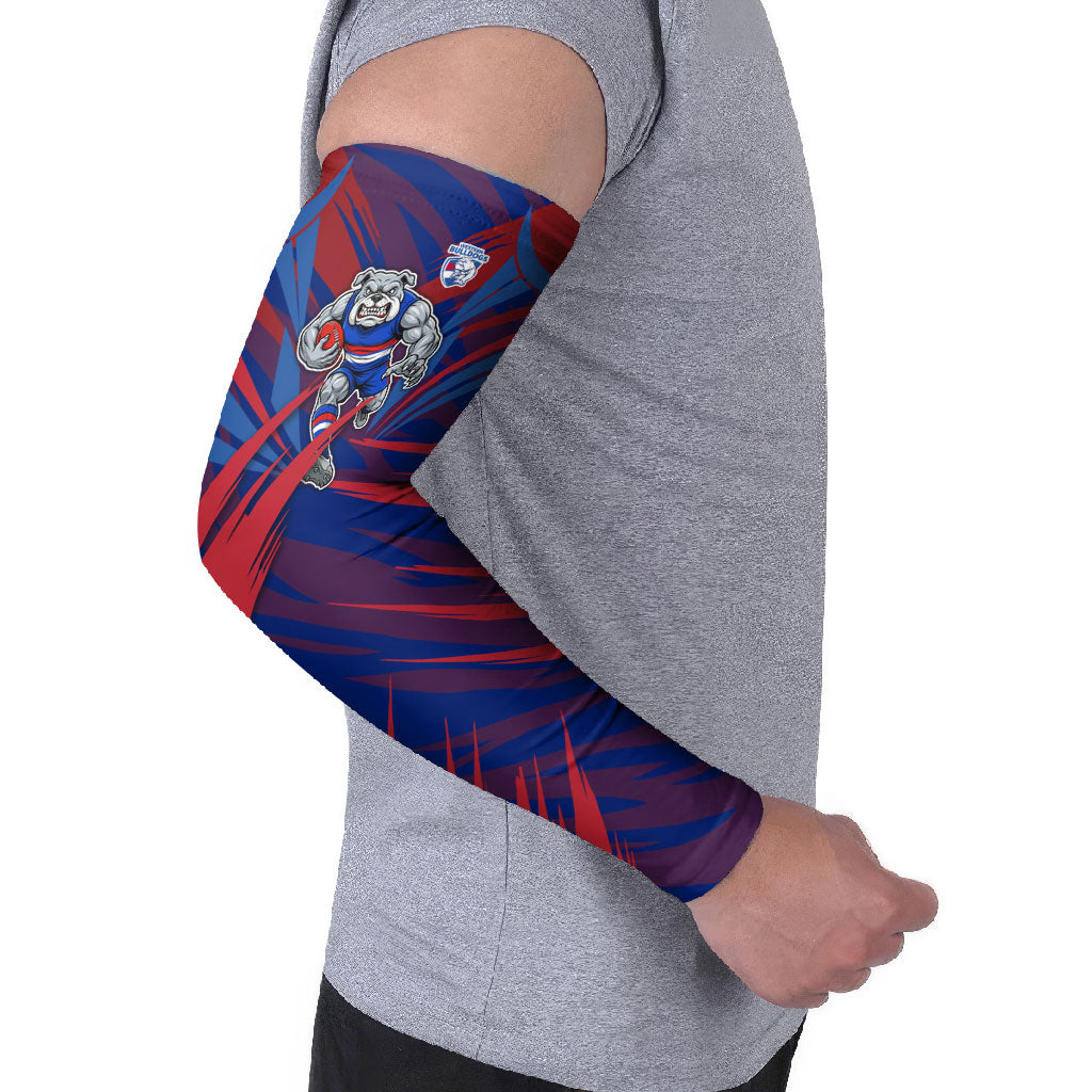 Western Bulldogs Australian Football Arm Sleeves Aggressive Bulldog Mascot - Bold Team Colors