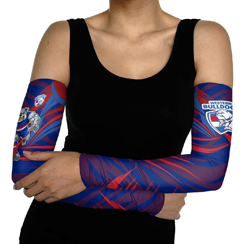 Western Bulldogs Australian Football Arm Sleeves Aggressive Bulldog Mascot - Bold Team Colors