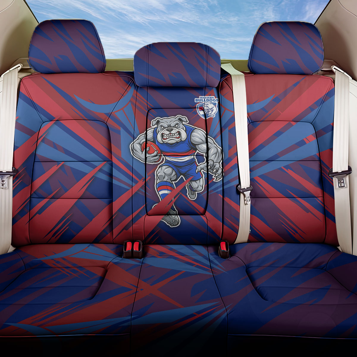 Western Bulldogs Australian Football Back Car Seat Cover Aggressive Bulldog Mascot - Bold Team Colors