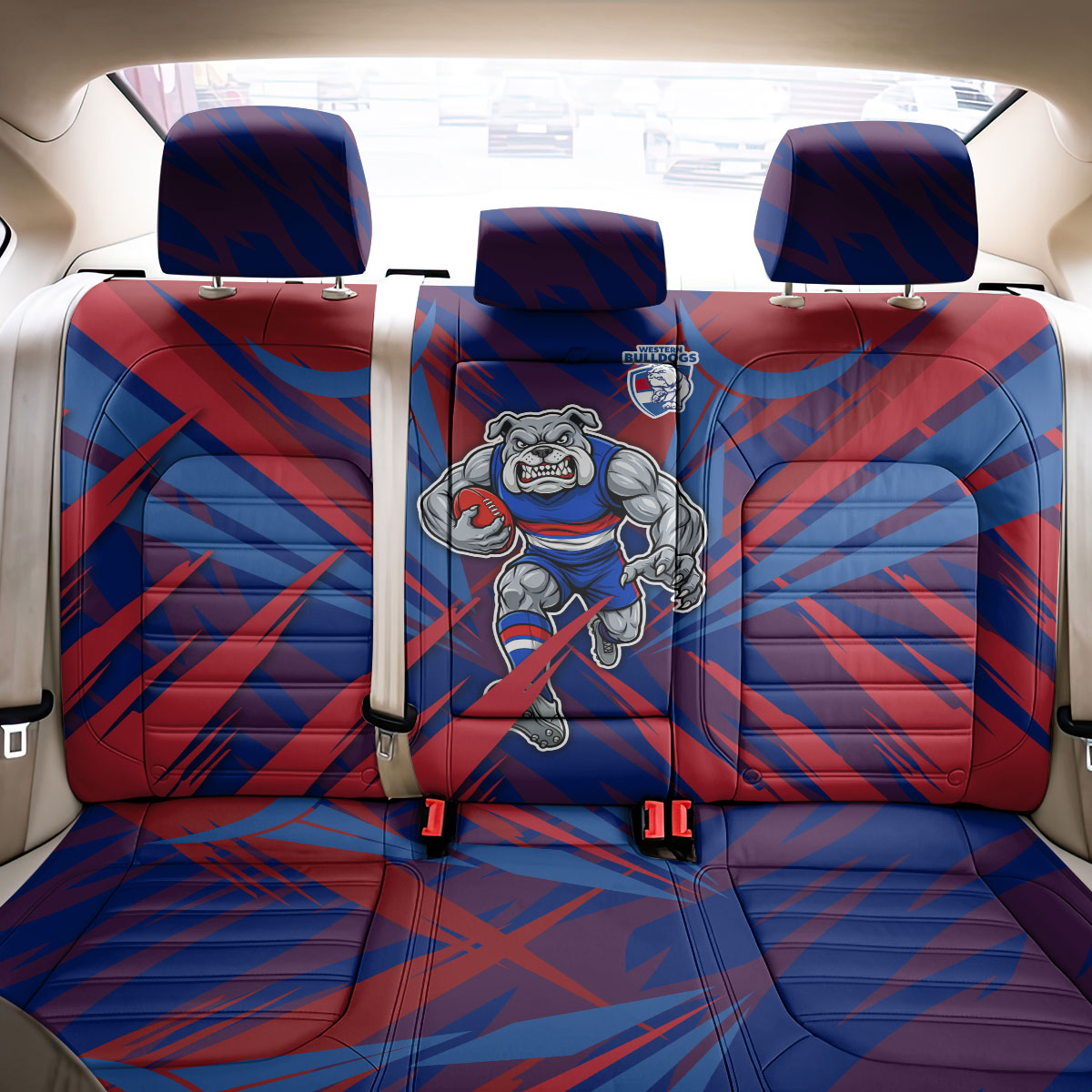 Western Bulldogs Australian Football Back Car Seat Cover Aggressive Bulldog Mascot - Bold Team Colors