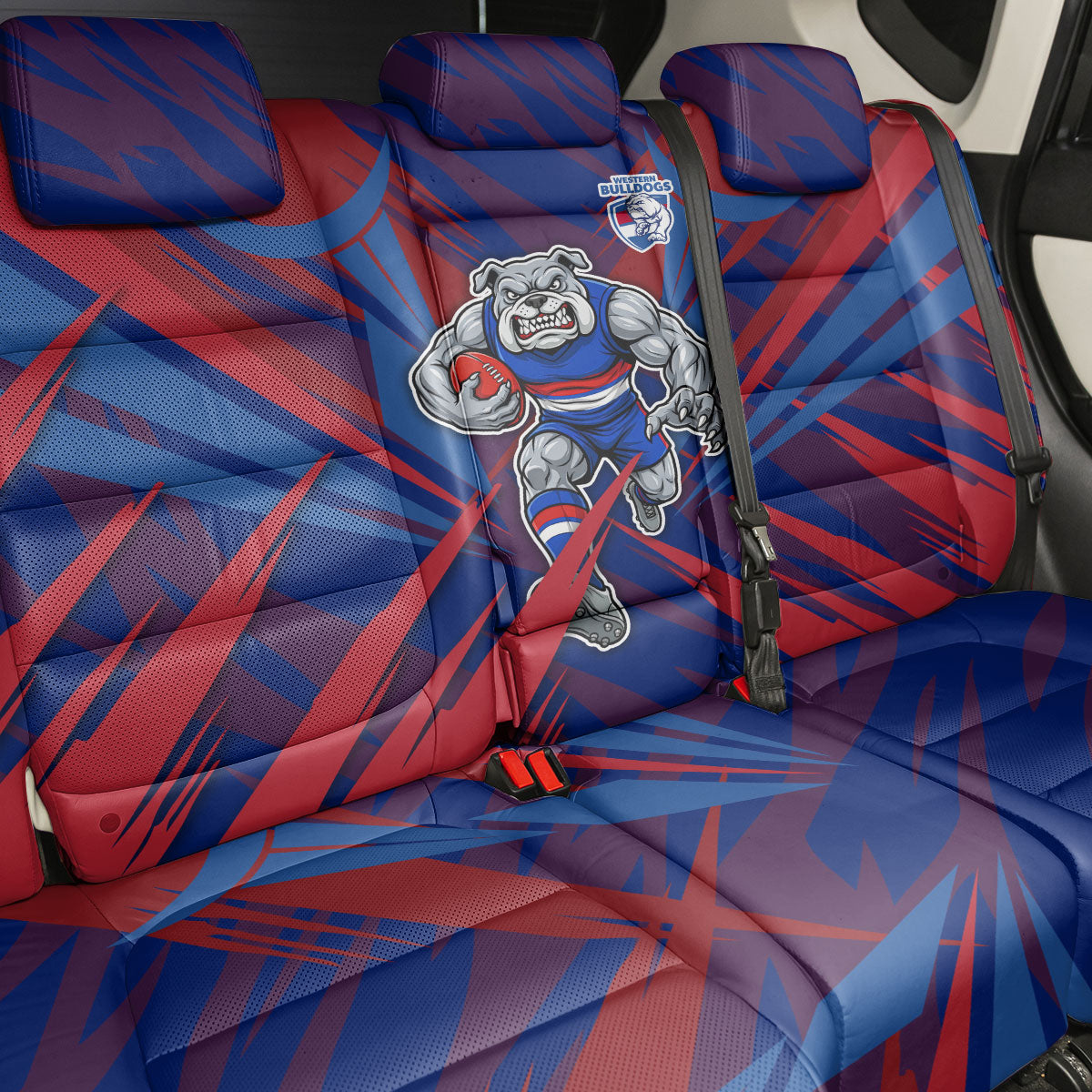Western Bulldogs Australian Football Back Car Seat Cover Aggressive Bulldog Mascot - Bold Team Colors