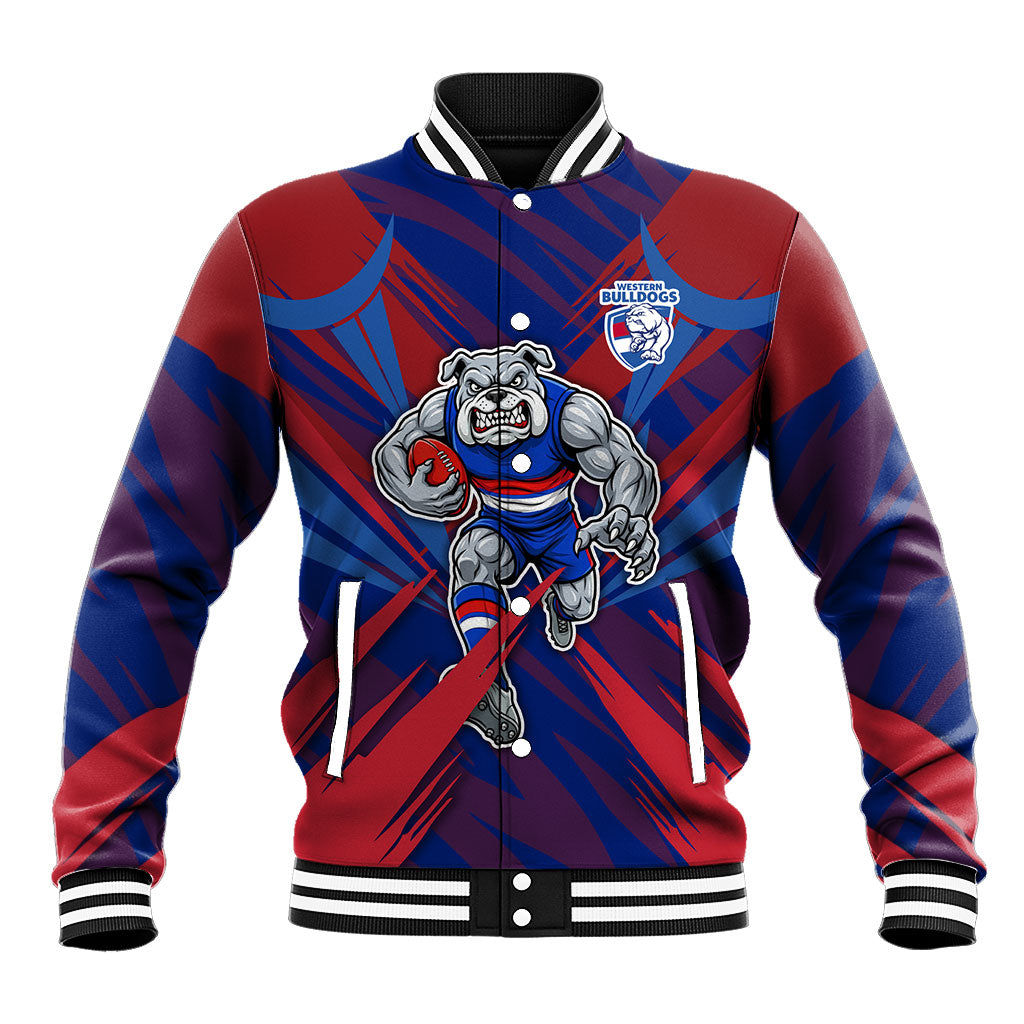 Western Bulldogs Australian Football Baseball Jacket Aggressive Bulldog Mascot - Bold Team Colors