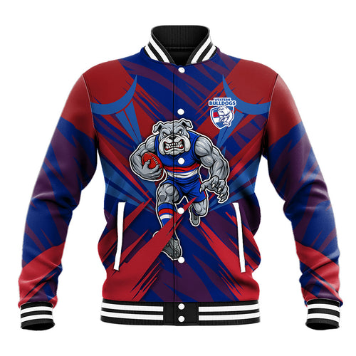 Western Bulldogs Australian Football Baseball Jacket Aggressive Bulldog Mascot - Bold Team Colors