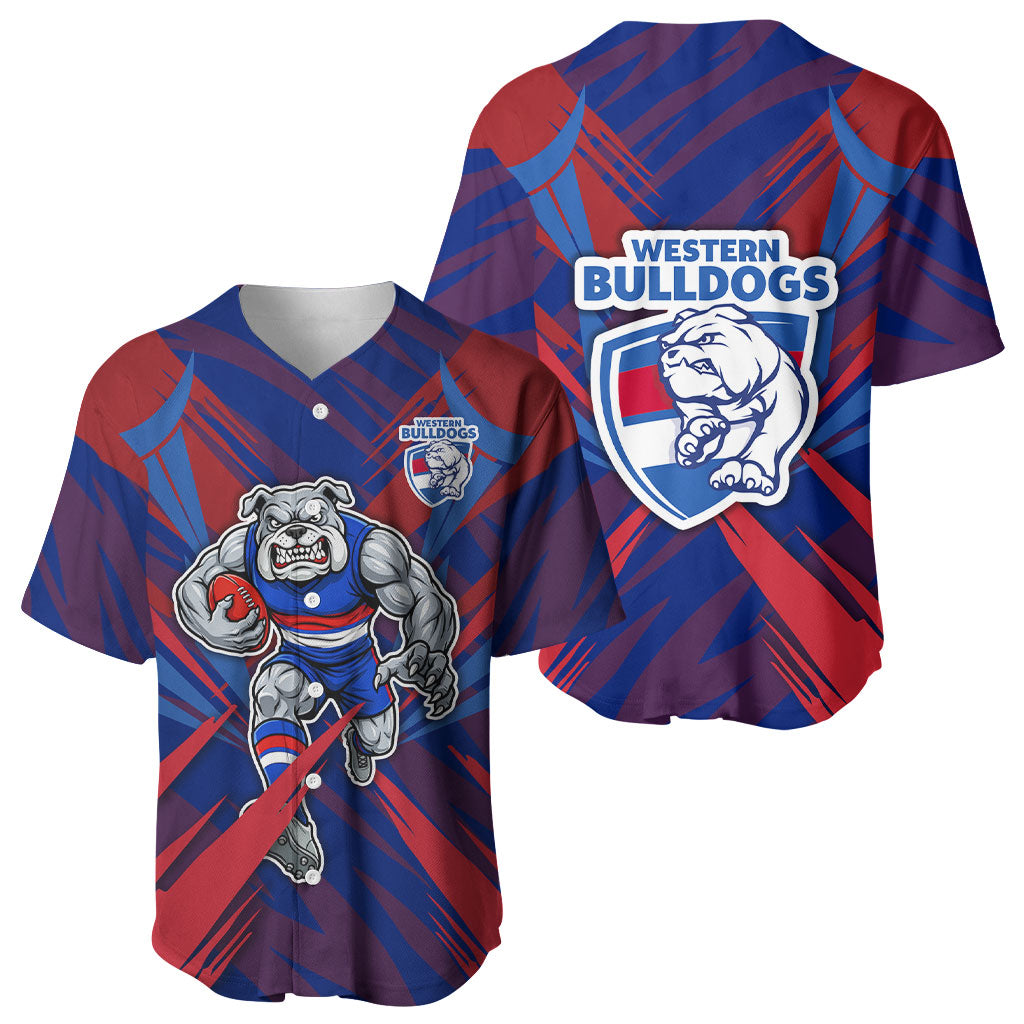 Western Bulldogs Australian Football Baseball Jersey Aggressive Bulldog Mascot - Bold Team Colors