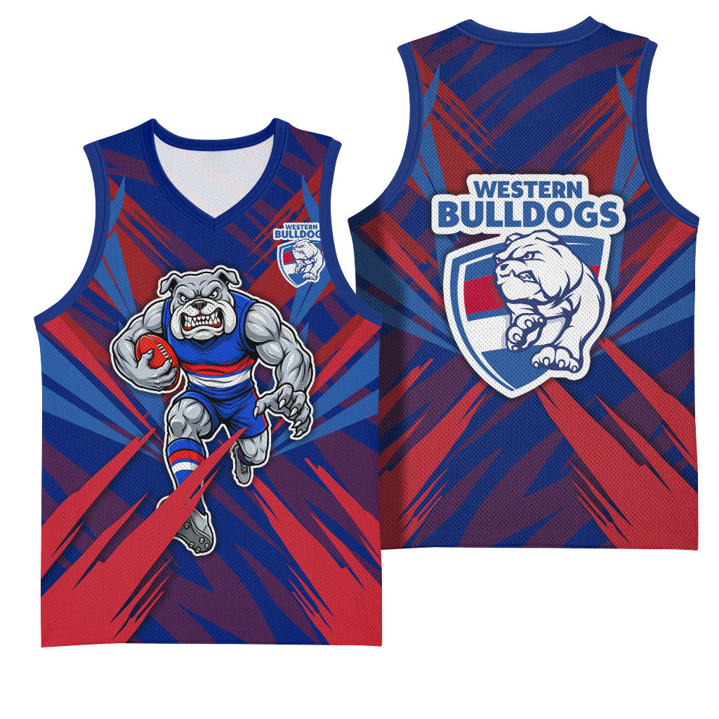 Western Bulldogs Australian Football Basketball Jersey Aggressive Bulldog Mascot - Bold Team Colors