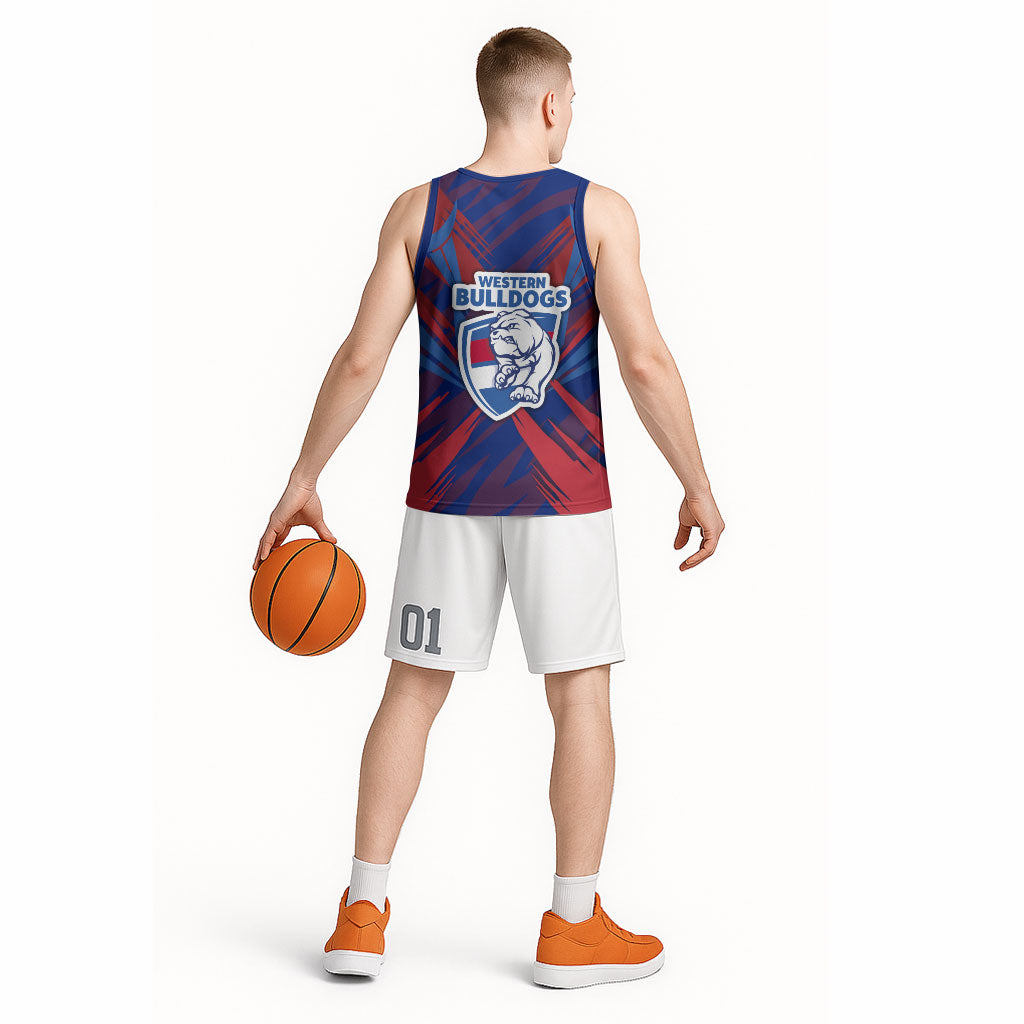 Western Bulldogs Australian Football Basketball Jersey Aggressive Bulldog Mascot - Bold Team Colors