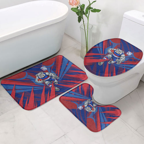 Western Bulldogs Australian Football Bathroom Set Aggressive Bulldog Mascot - Bold Team Colors