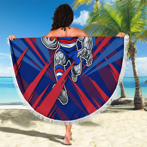 Western Bulldogs Australian Football Beach Blanket Aggressive Bulldog Mascot - Bold Team Colors