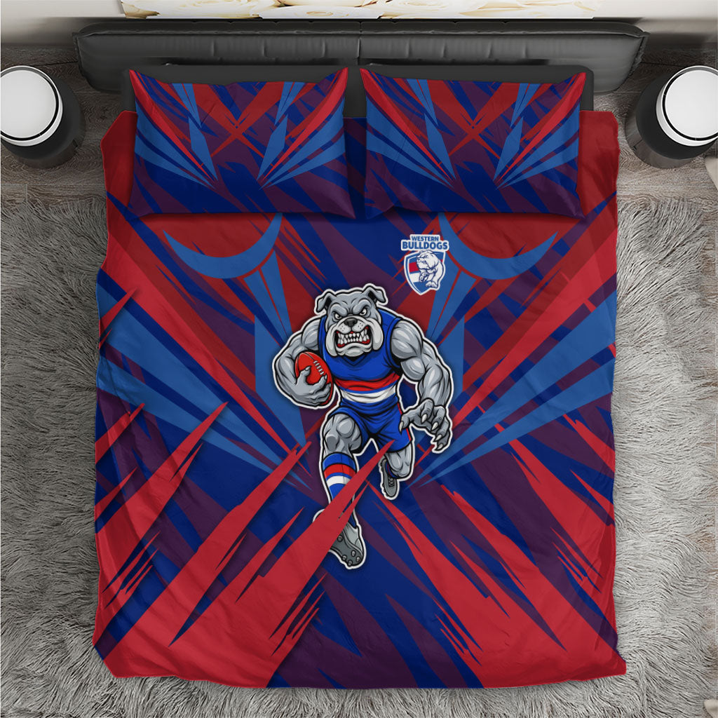 Western Bulldogs Australian Football Bedding Set Aggressive Bulldog Mascot - Bold Team Colors