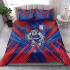 Western Bulldogs Australian Football Bedding Set Aggressive Bulldog Mascot - Bold Team Colors