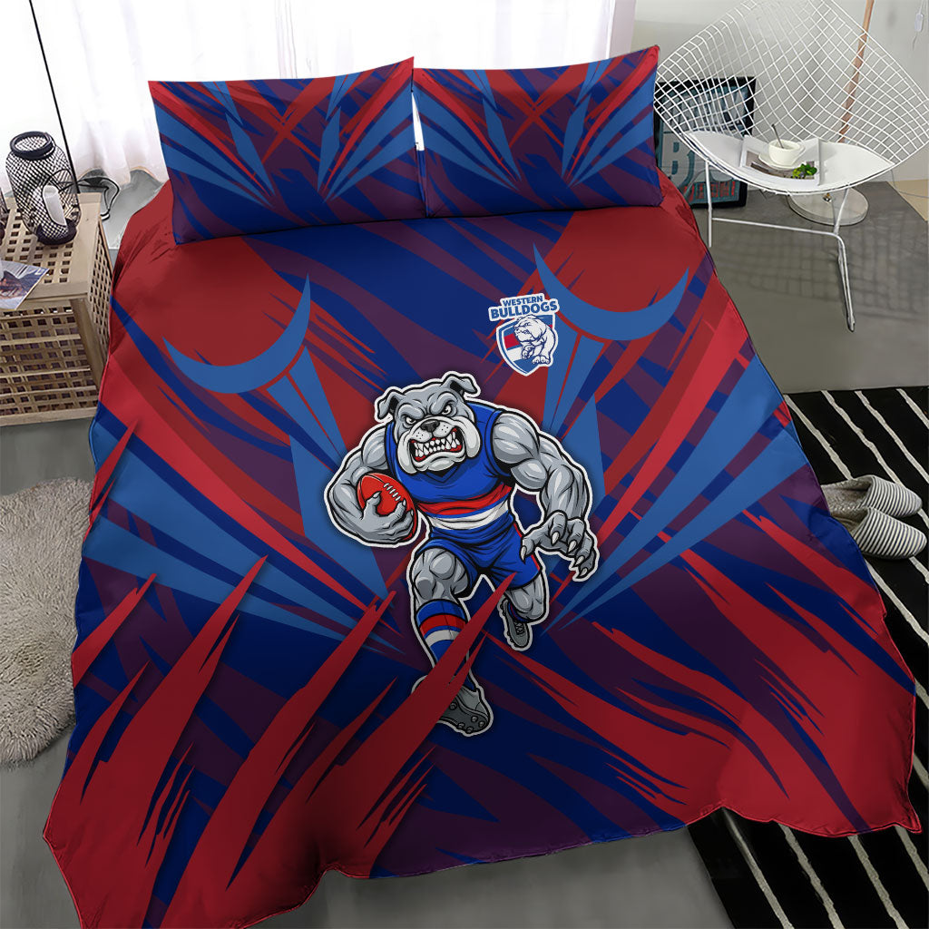 Western Bulldogs Australian Football Bedding Set Aggressive Bulldog Mascot - Bold Team Colors