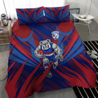 Western Bulldogs Australian Football Bedding Set Aggressive Bulldog Mascot - Bold Team Colors