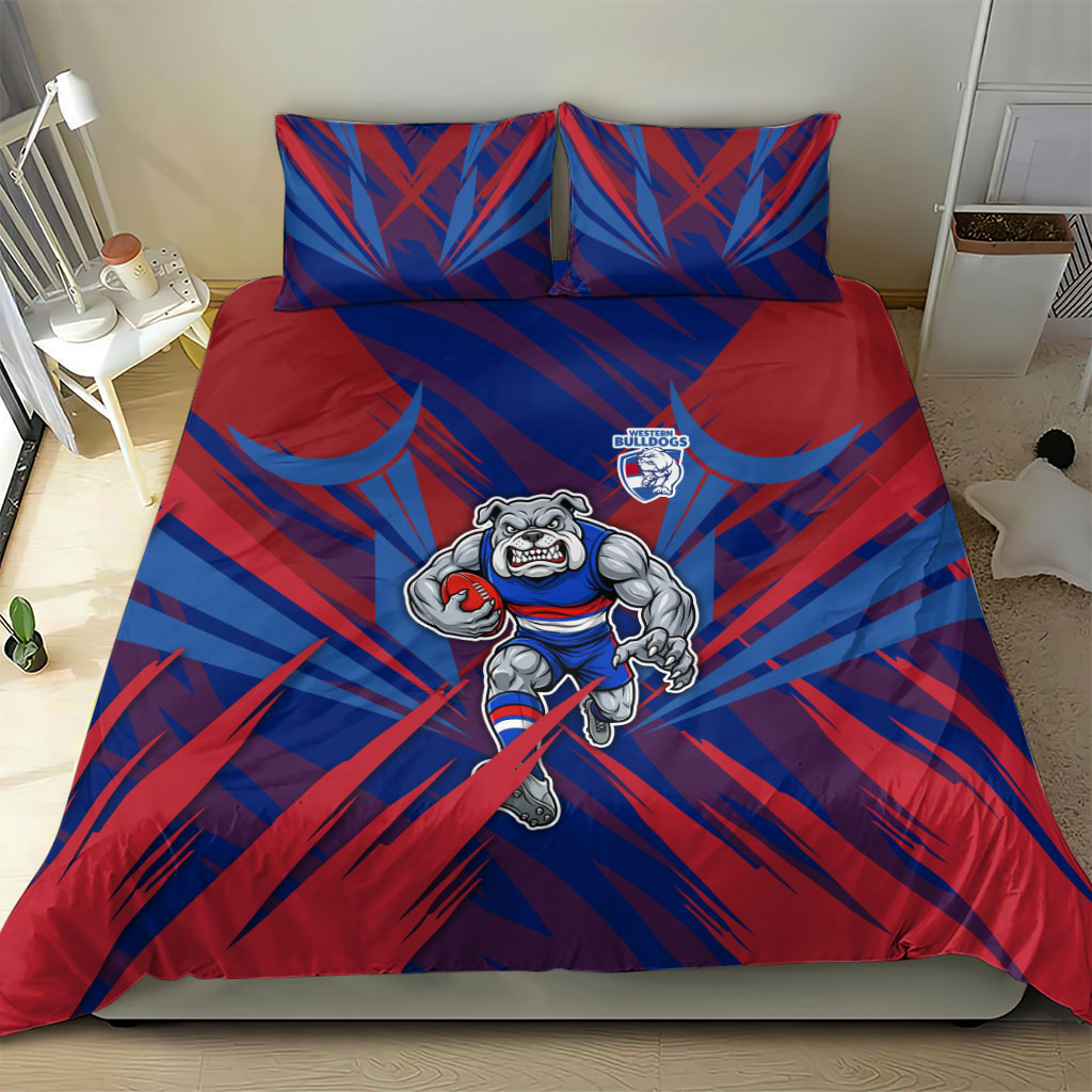 Western Bulldogs Australian Football Bedding Set Aggressive Bulldog Mascot - Bold Team Colors