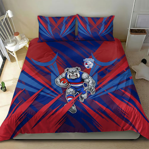 Western Bulldogs Australian Football Bedding Set Aggressive Bulldog Mascot - Bold Team Colors