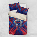 Western Bulldogs Australian Football Bedding Set Aggressive Bulldog Mascot - Bold Team Colors