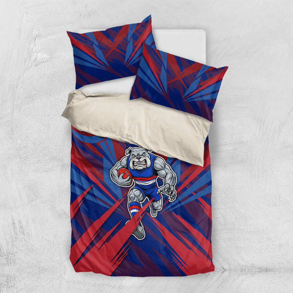 Western Bulldogs Australian Football Bedding Set Aggressive Bulldog Mascot - Bold Team Colors