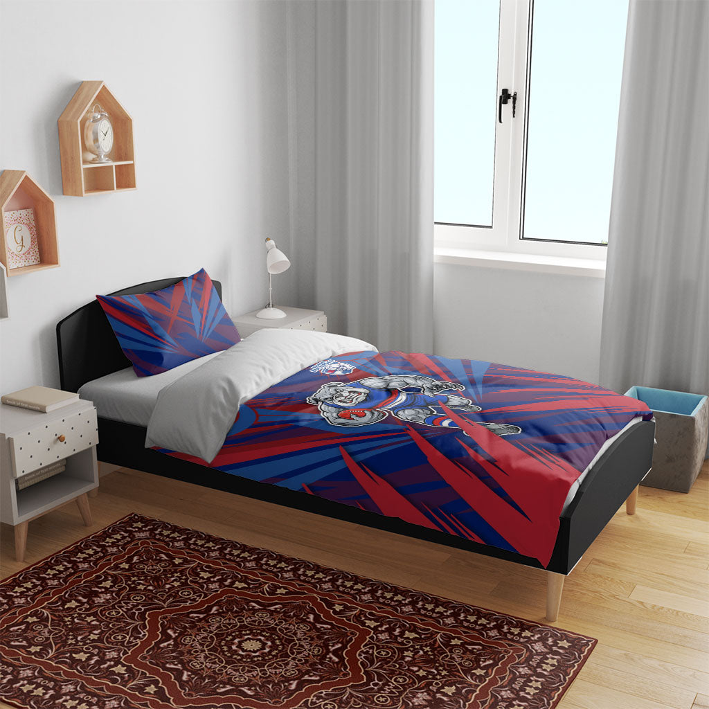 Western Bulldogs Australian Football Bedding Set Aggressive Bulldog Mascot - Bold Team Colors