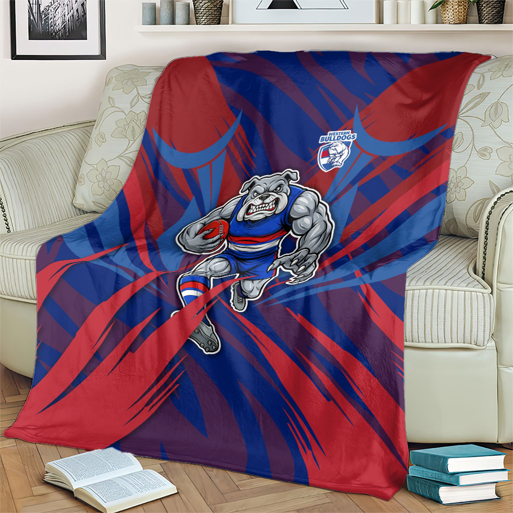 Western Bulldogs Australian Football Blanket Aggressive Bulldog Mascot - Bold Team Colors