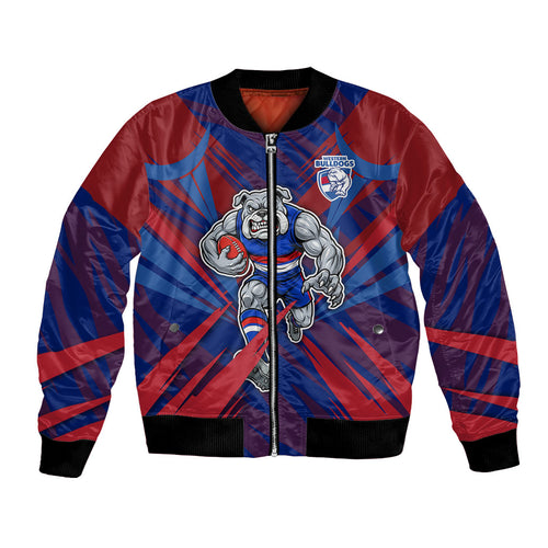 Western Bulldogs Australian Football Bomber Jacket Aggressive Bulldog Mascot - Bold Team Colors