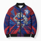 Western Bulldogs Australian Football Bomber Puffer Jacket Aggressive Bulldog Mascot - Bold Team Colors