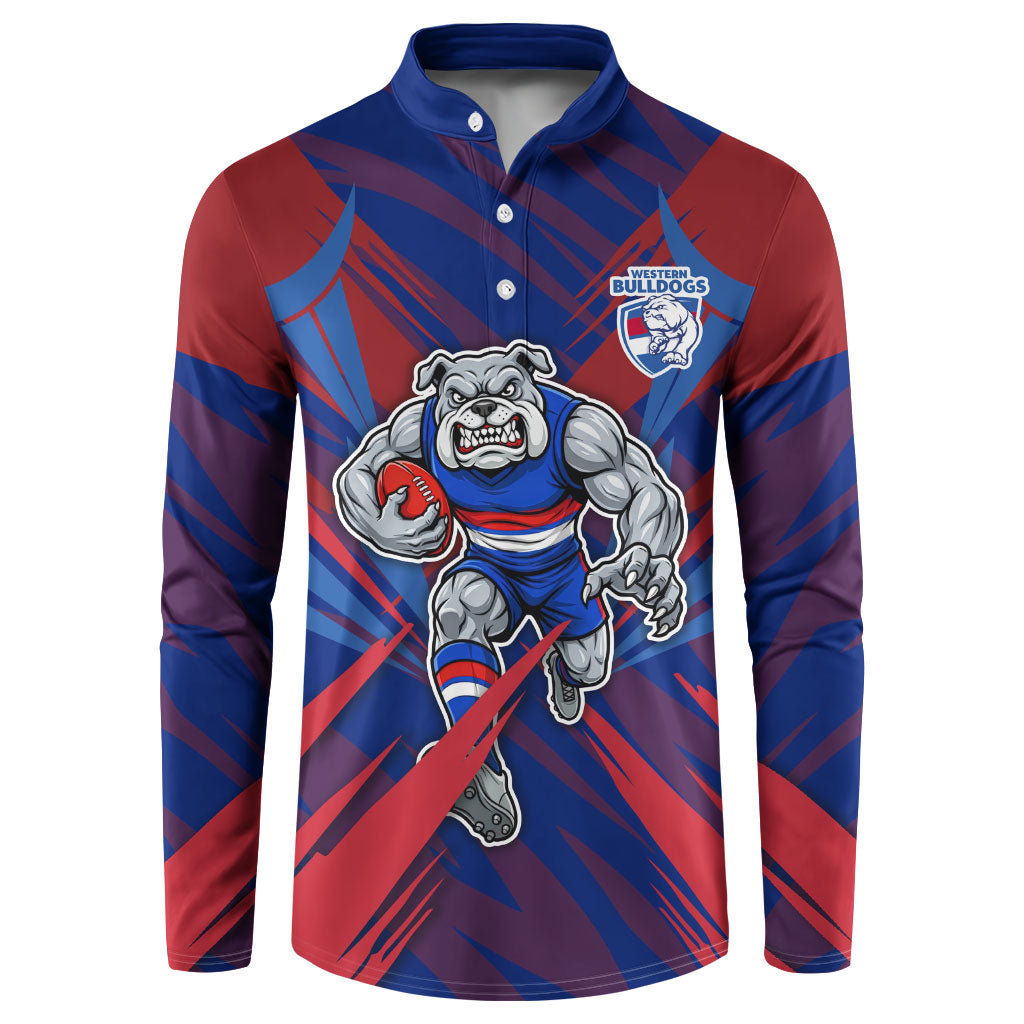 Western Bulldogs Australian Football Button Sweatshirt Aggressive Bulldog Mascot - Bold Team Colors