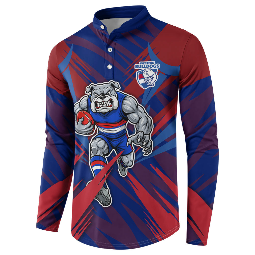 Western Bulldogs Australian Football Button Sweatshirt Aggressive Bulldog Mascot - Bold Team Colors