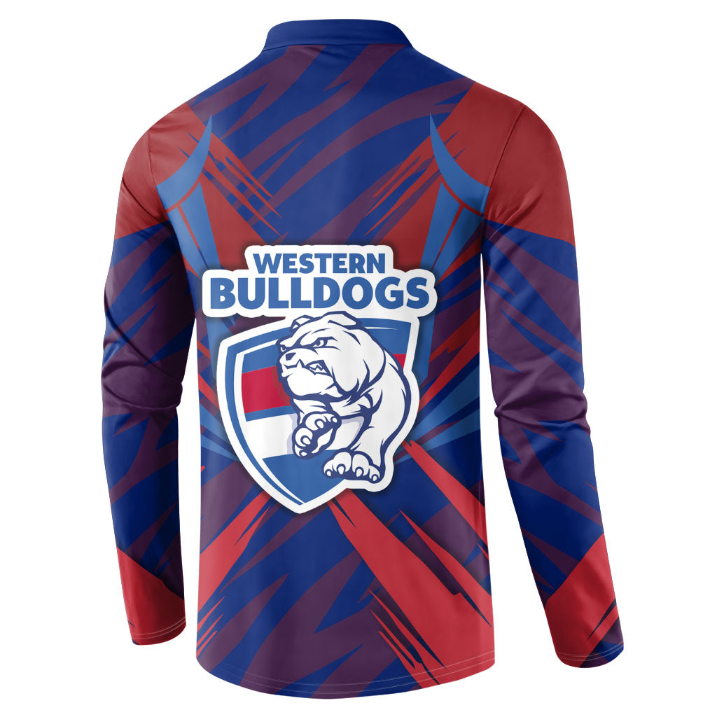 Western Bulldogs Australian Football Button Sweatshirt Aggressive Bulldog Mascot - Bold Team Colors