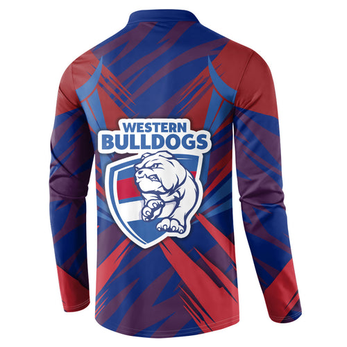 Western Bulldogs Australian Football Button Sweatshirt Aggressive Bulldog Mascot - Bold Team Colors