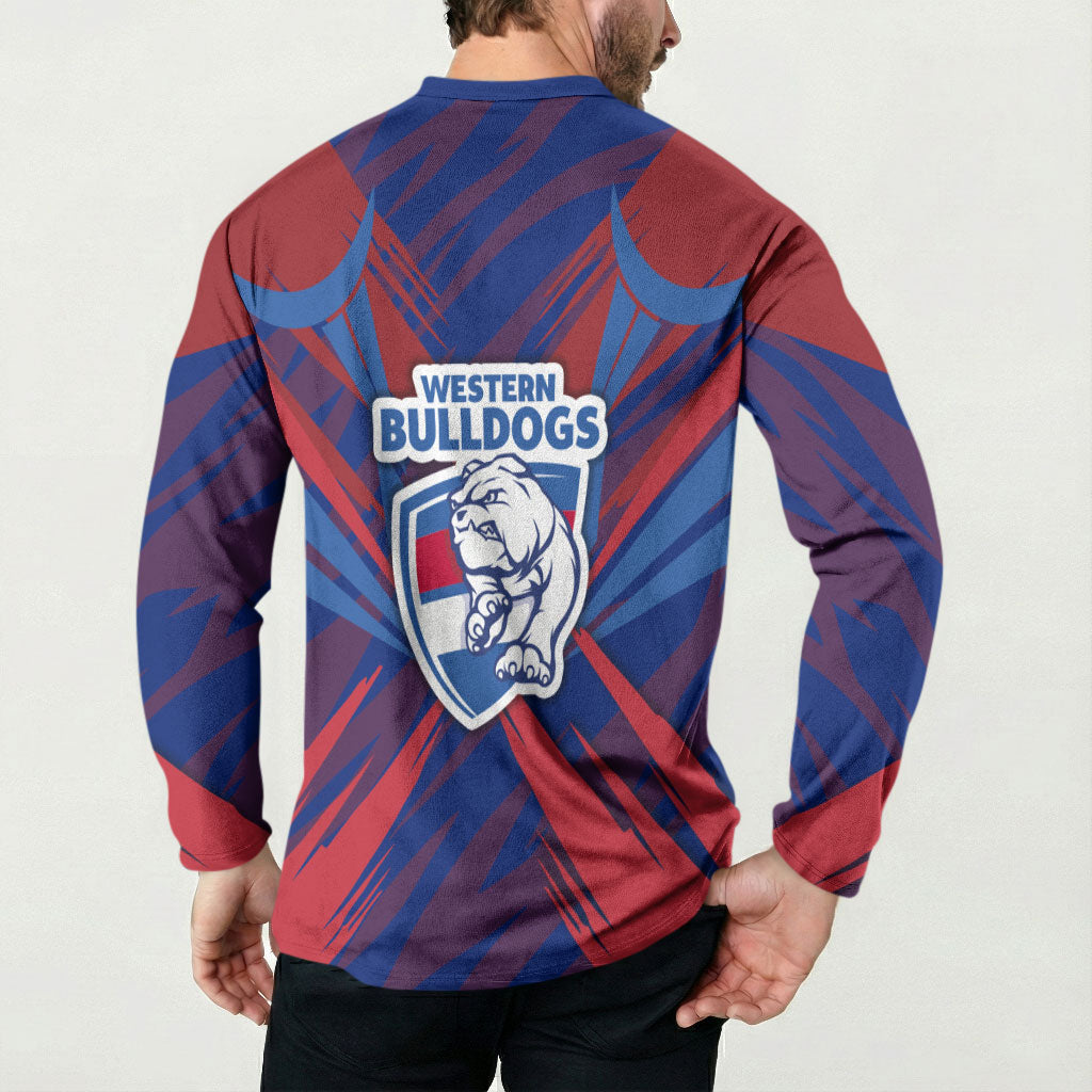 Western Bulldogs Australian Football Button Sweatshirt Aggressive Bulldog Mascot - Bold Team Colors