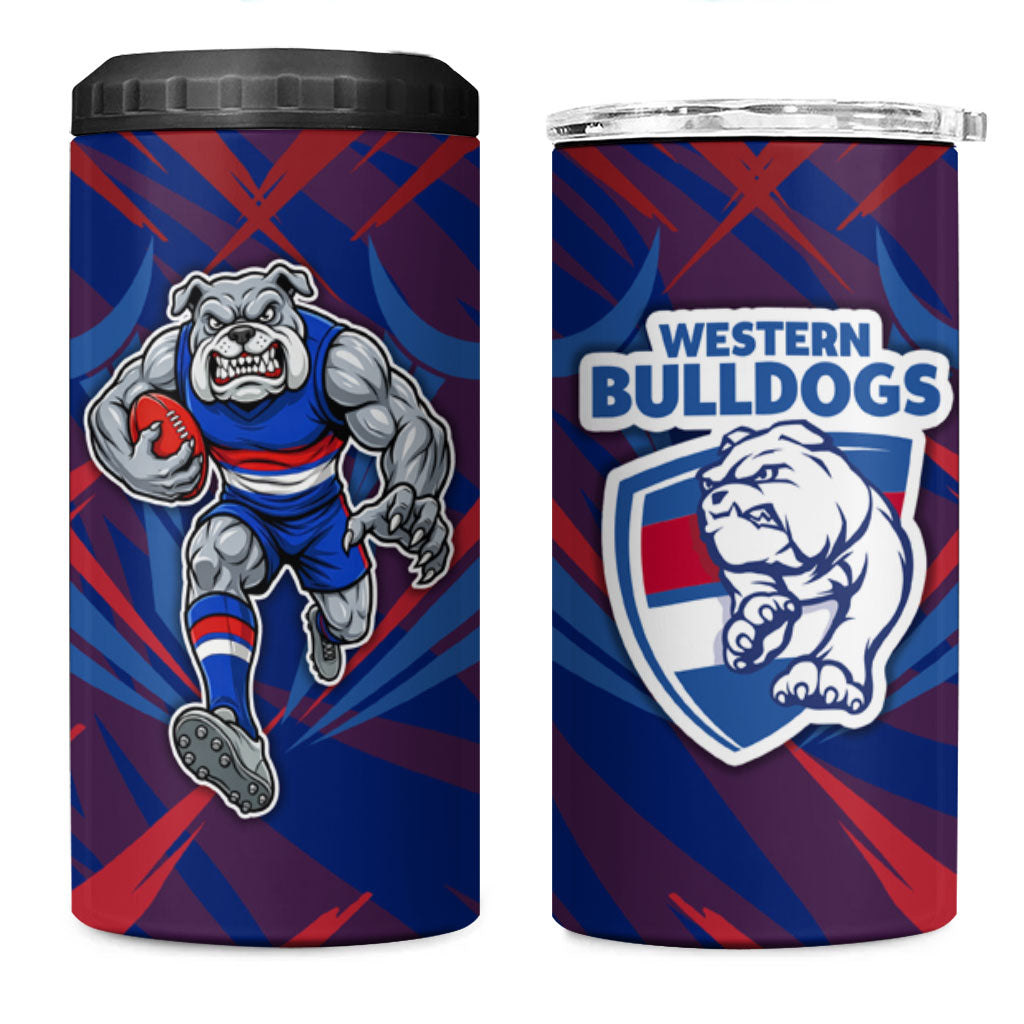Western Bulldogs Australian Football 4 in 1 Can Cooler Tumbler Aggressive Bulldog Mascot - Bold Team Colors