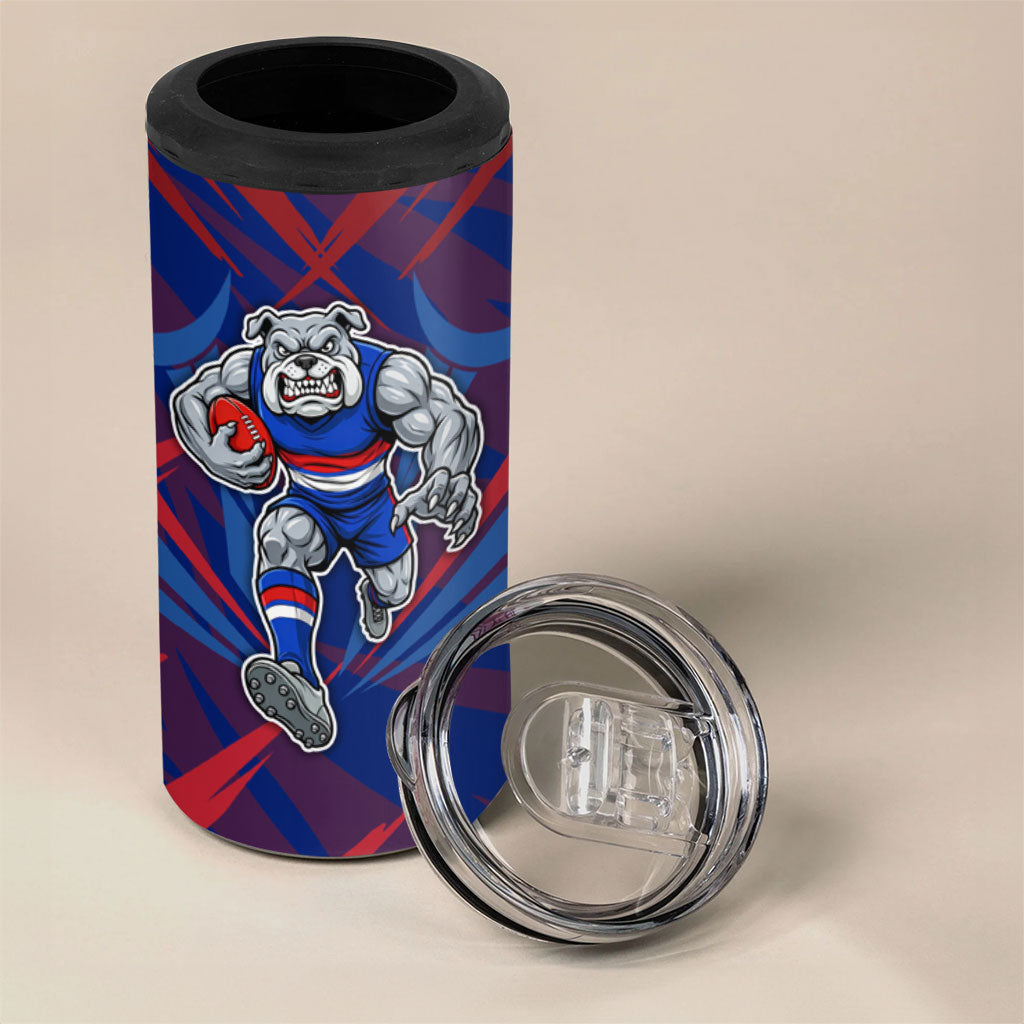 Western Bulldogs Australian Football 4 in 1 Can Cooler Tumbler Aggressive Bulldog Mascot - Bold Team Colors