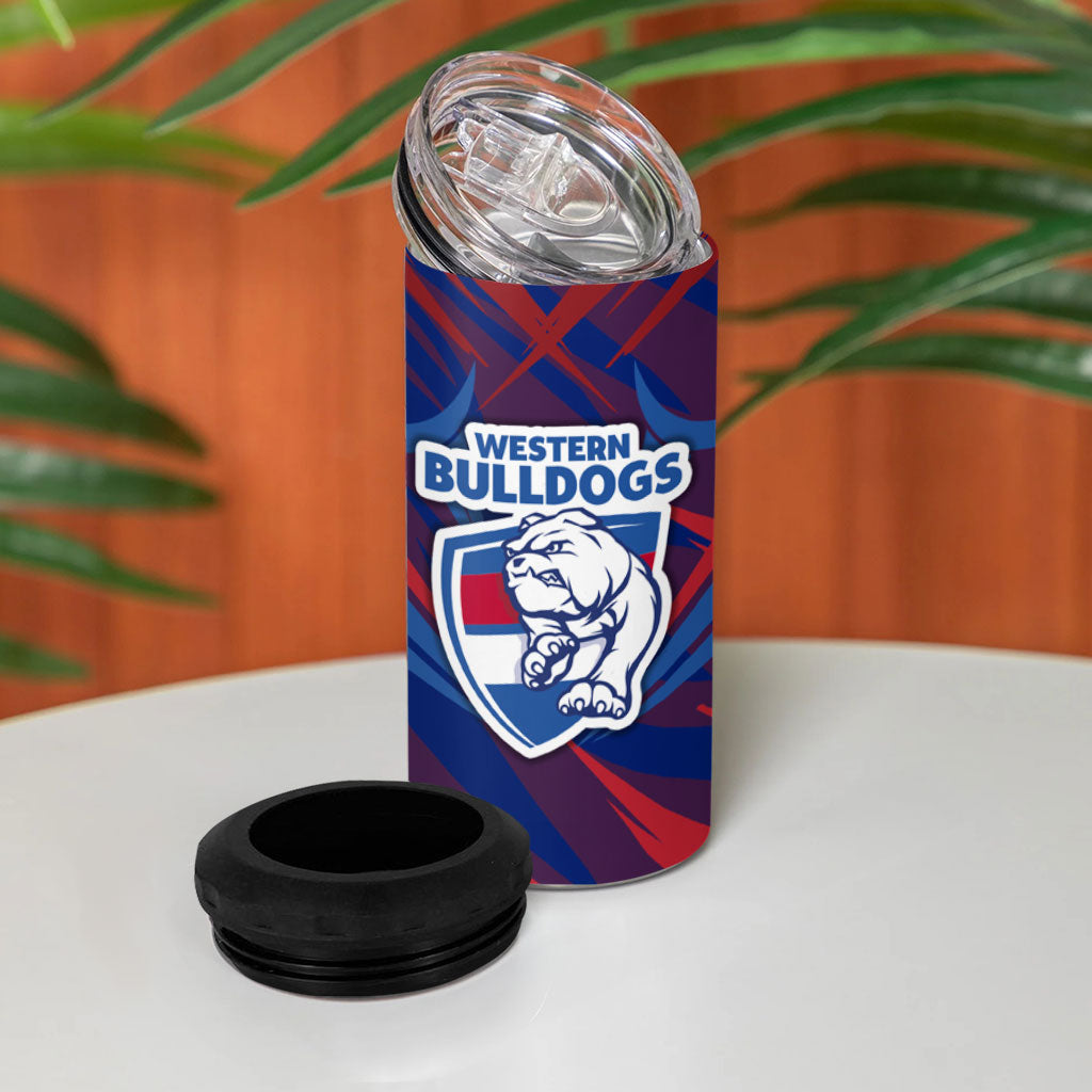 Western Bulldogs Australian Football 4 in 1 Can Cooler Tumbler Aggressive Bulldog Mascot - Bold Team Colors