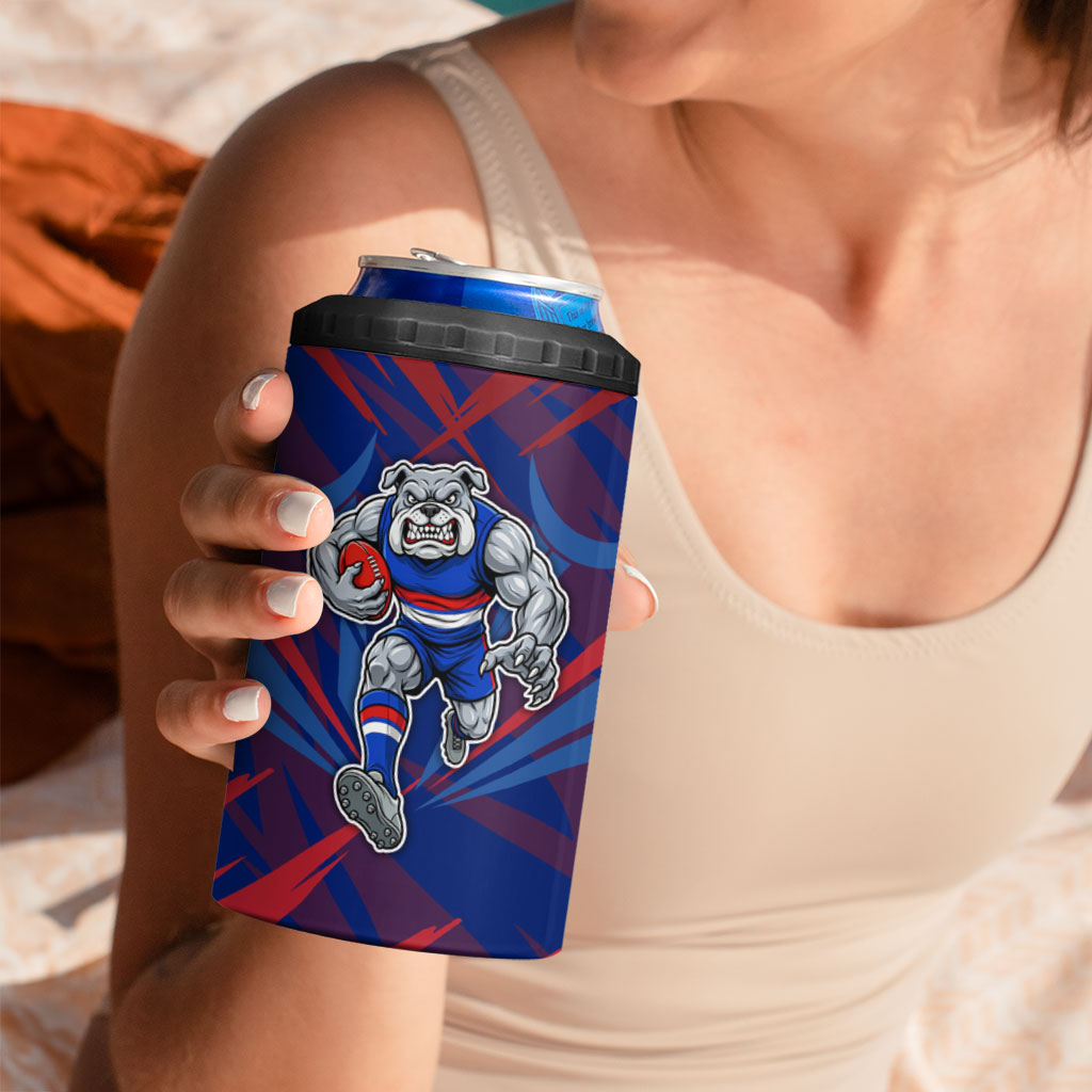 Western Bulldogs Australian Football 4 in 1 Can Cooler Tumbler Aggressive Bulldog Mascot - Bold Team Colors