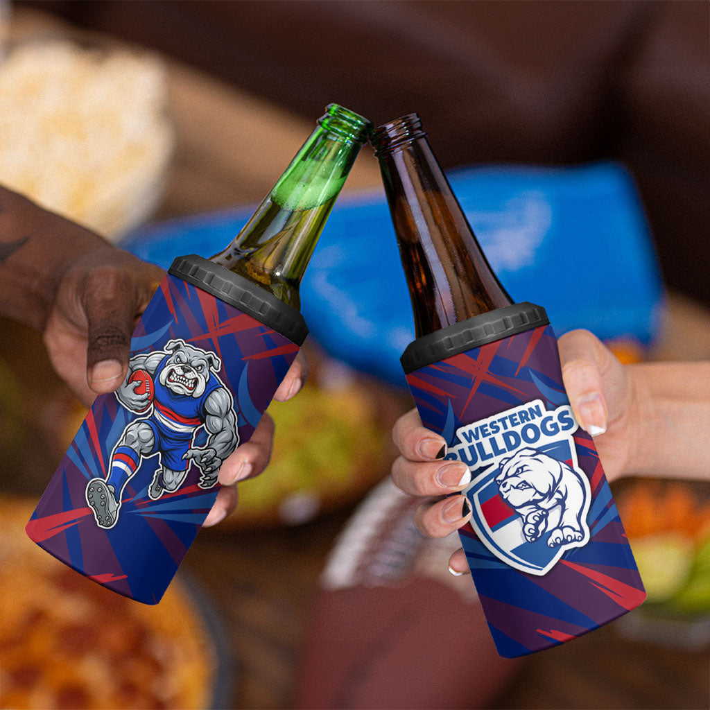 Western Bulldogs Australian Football 4 in 1 Can Cooler Tumbler Aggressive Bulldog Mascot - Bold Team Colors
