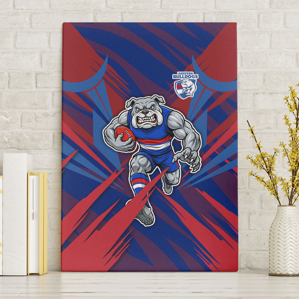 Western Bulldogs Australian Football Canvas Wall Art Aggressive Bulldog Mascot - Bold Team Colors