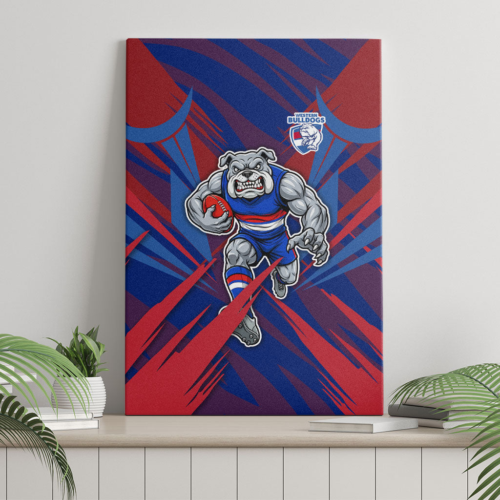 Western Bulldogs Australian Football Canvas Wall Art Aggressive Bulldog Mascot - Bold Team Colors