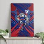 Western Bulldogs Australian Football Canvas Wall Art Aggressive Bulldog Mascot - Bold Team Colors