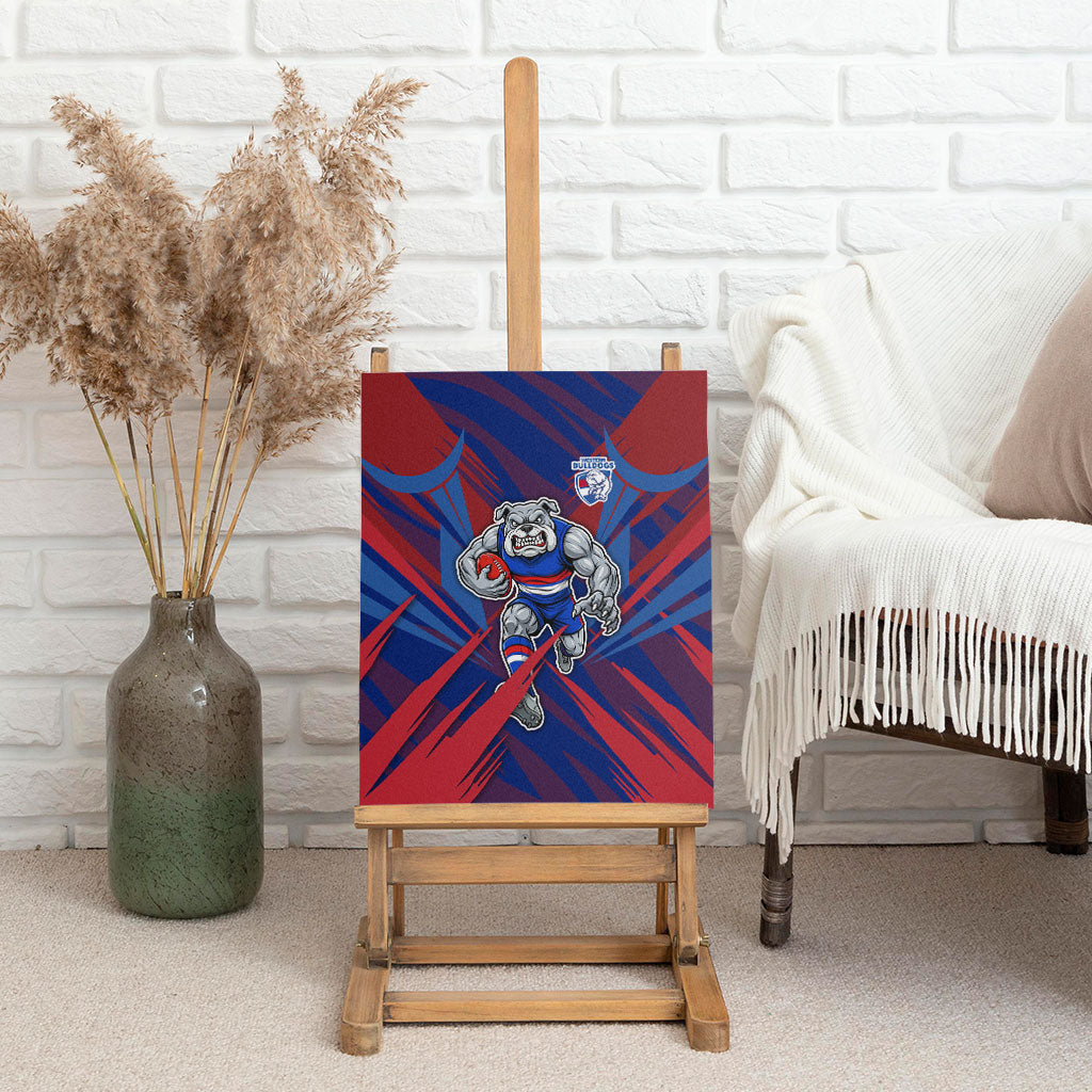 Western Bulldogs Australian Football Canvas Wall Art Aggressive Bulldog Mascot - Bold Team Colors