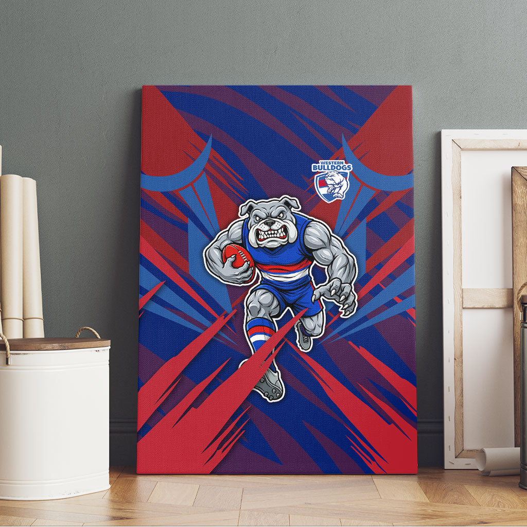 Western Bulldogs Australian Football Canvas Wall Art Aggressive Bulldog Mascot - Bold Team Colors