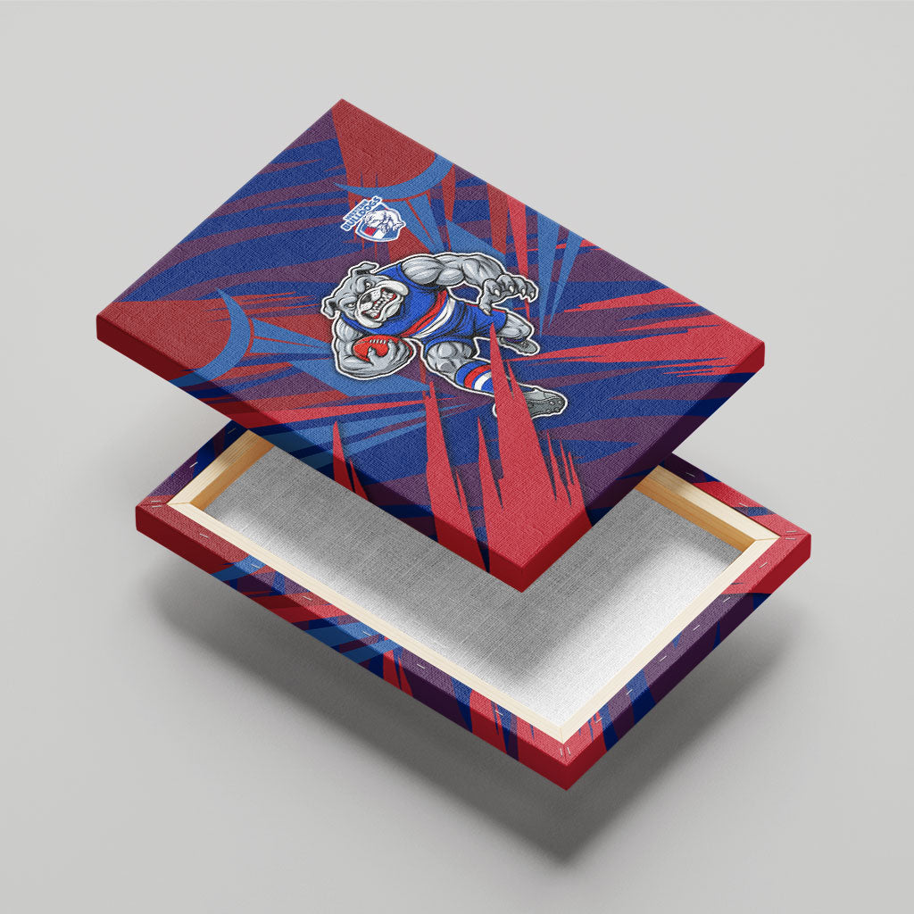 Western Bulldogs Australian Football Canvas Wall Art Aggressive Bulldog Mascot - Bold Team Colors