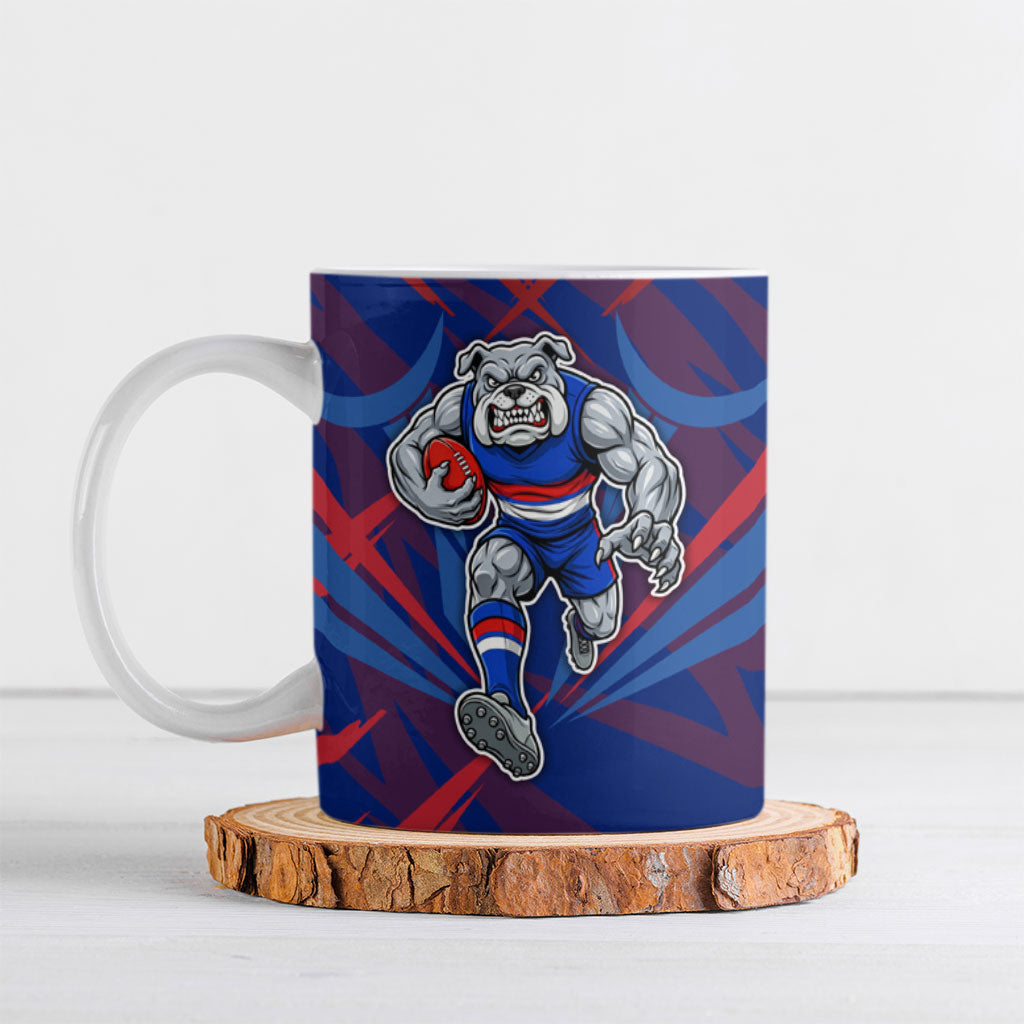 Western Bulldogs Australian Football Ceramic Mug Aggressive Bulldog Mascot - Bold Team Colors