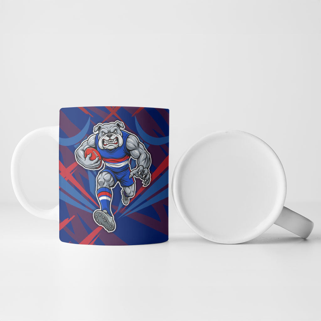 Western Bulldogs Australian Football Ceramic Mug Aggressive Bulldog Mascot - Bold Team Colors